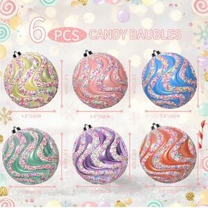 6 Pcs 6" Large Pastel Christmas Ornaments